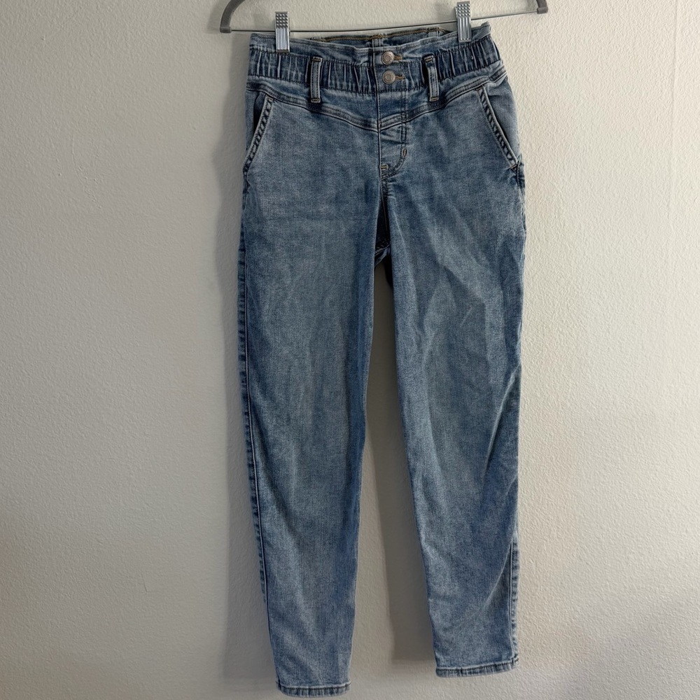 Abercrombie Kids Girls High Rise Mini Mom Jeans Acid Wash Denim Size 13/14
